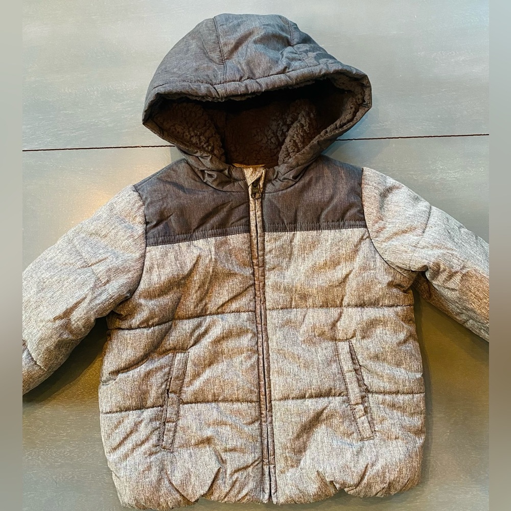 18-24 month baby Gap Gray Puffer Sherpa Jacket Coat infant